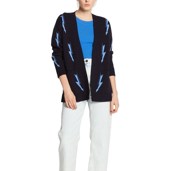 Sandro Juste Lightning Bolt Open-Front Cardigan - Picture 1 of 9